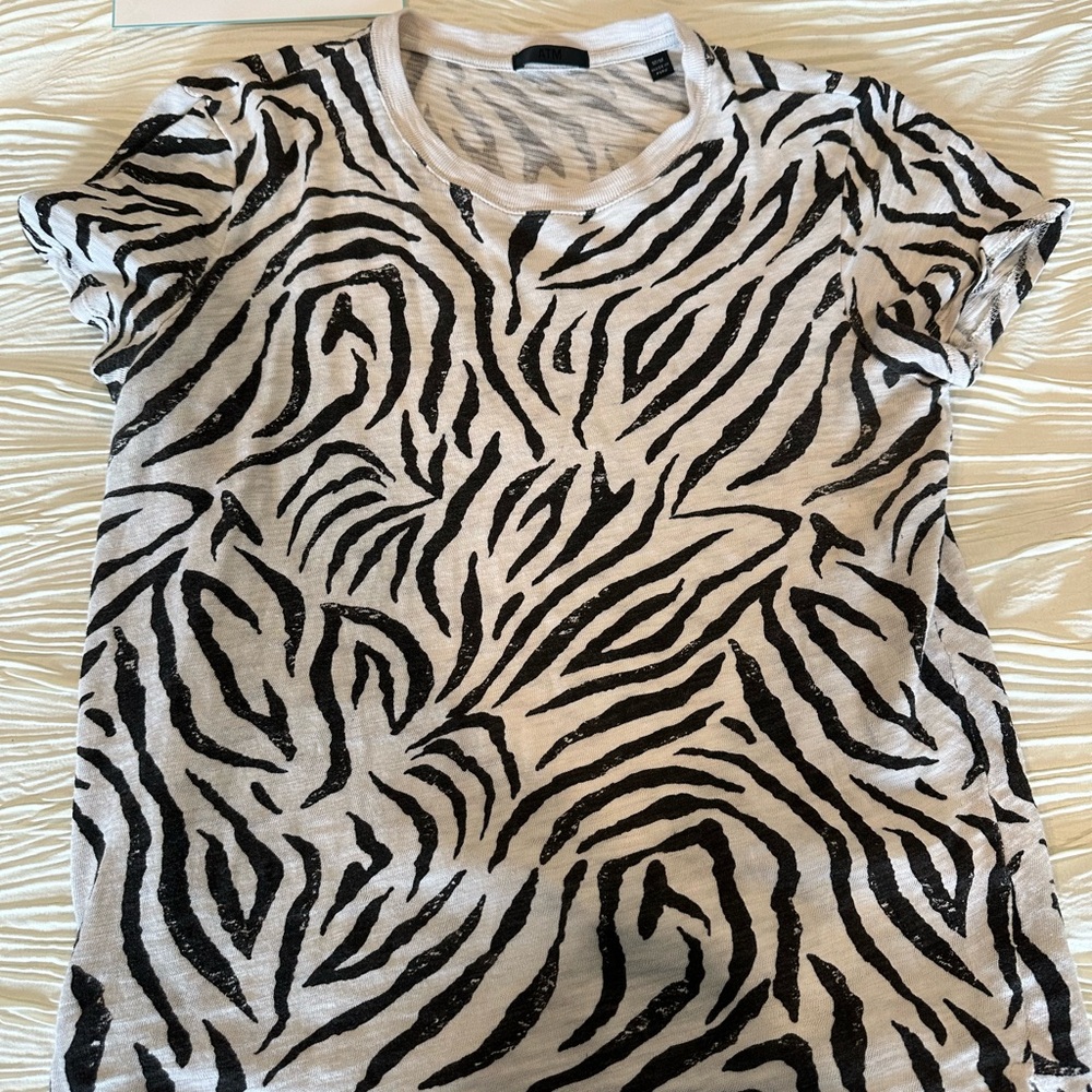 EUC ATM Zebra Crew Neck Tee Shirt